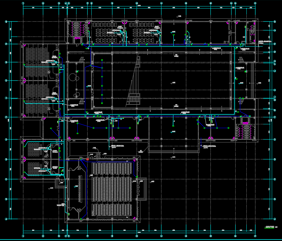 五层框架结构教学楼结构施工图纸(含建筑、水暖电)