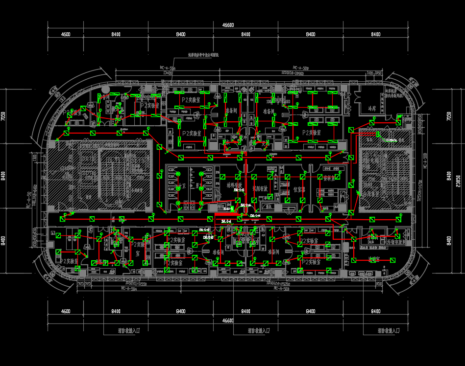 呼吸中心实验室电气施工图纸(强弱电)