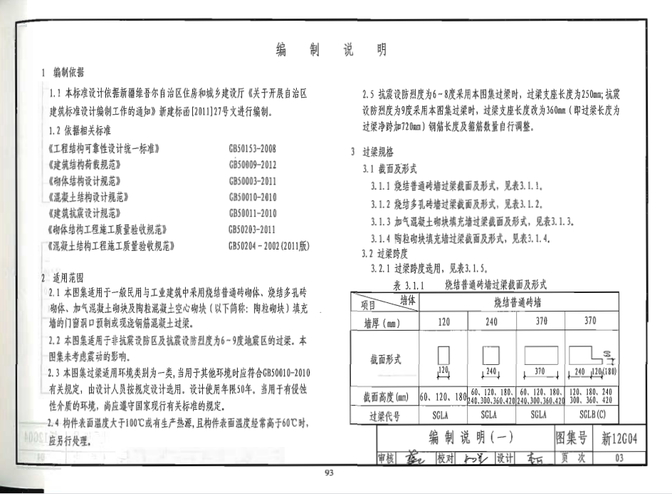 新12G04 新疆维吾尔自治区工程建设标准图集-钢筋混凝土过梁