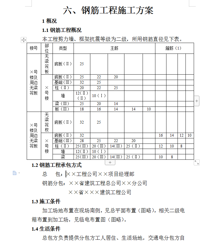 钢筋工程施工方案 22P