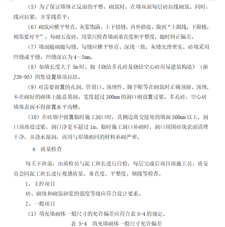 MU10烧结多孔砖砌体工程施工专项方案 3P