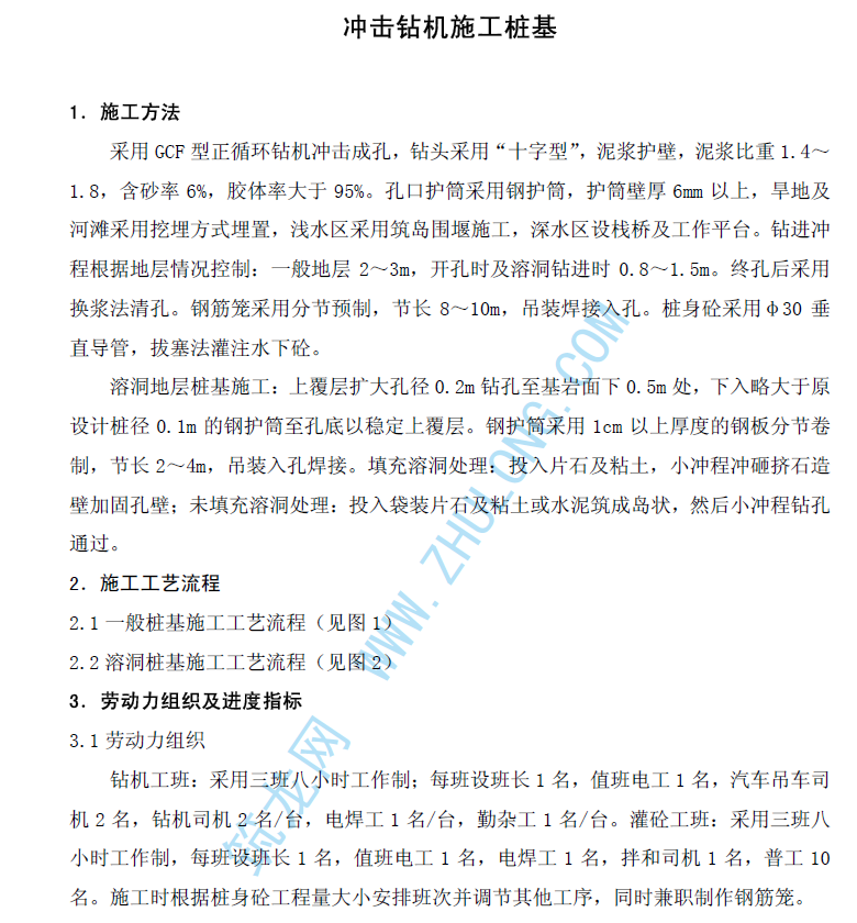 冲击钻机,桩基施工