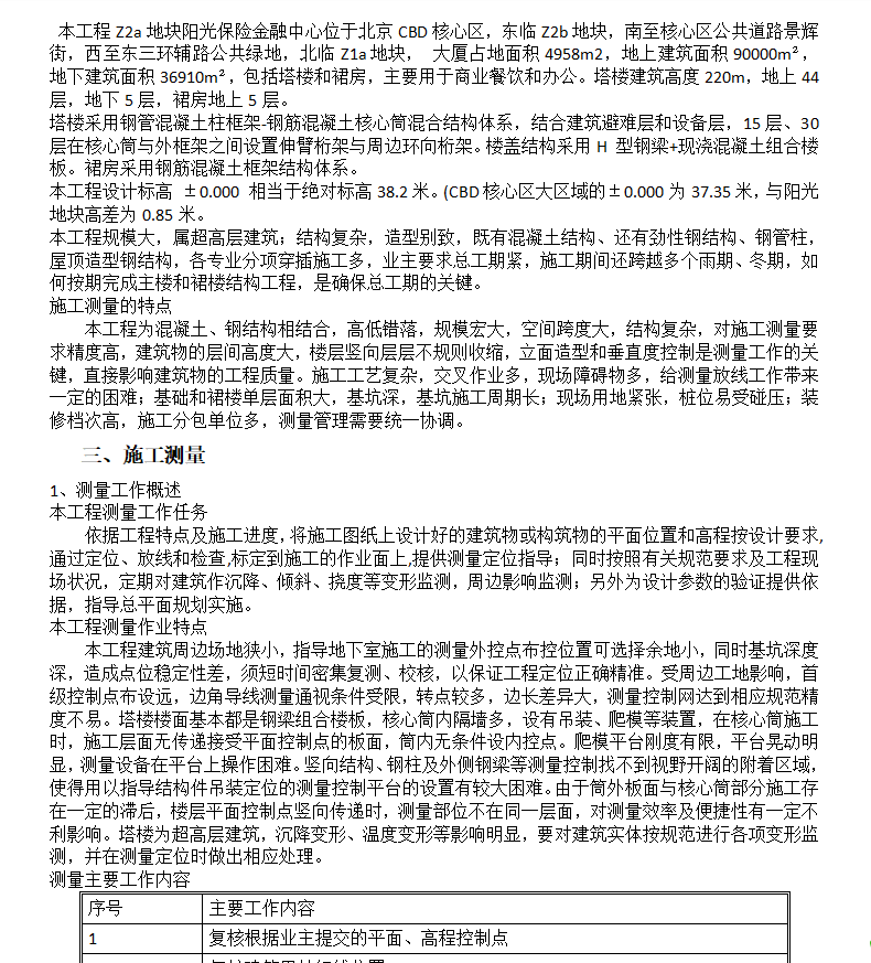 44层金融中心测量施工方案